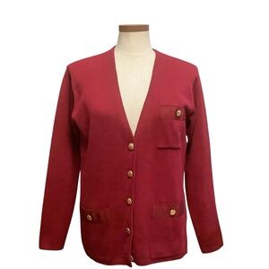 Talbots Burgundy Cotton Button Cardigan Sz PS